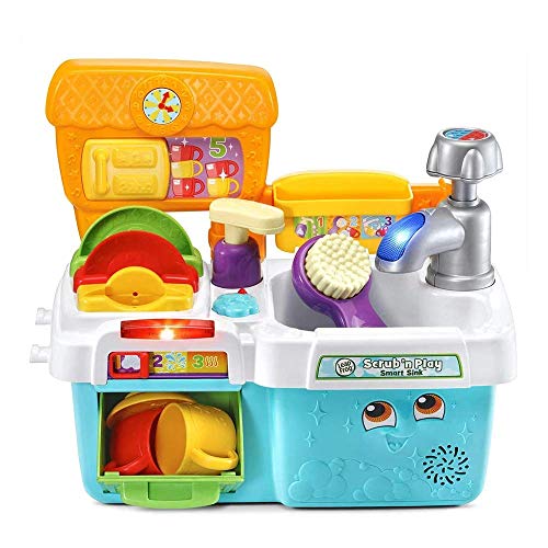 LeapFrog Scrub & Play Toy Sink Toy, Play Kitchen Accessories for Pretend Play with Shape Sorting, Counting and Colours, Toddler Toys for Boys & Girls 2, 3, 4, 5 Year Olds