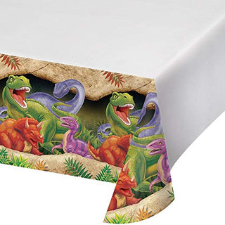 Dinosaur Print Border Plastic Table Cover - 1 Pc, 54 inches x 108 inches, 725012