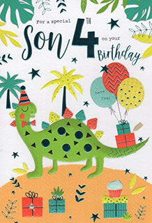 Son 4th Birthday Card Age Four 0003