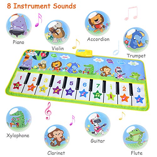 NEWSTYLE Kids Piano Mat,Music Dance Mat for Toddlers,Keyboard Musical Carpet Mat Educational Toys for Toddler Boys and Girls Gift