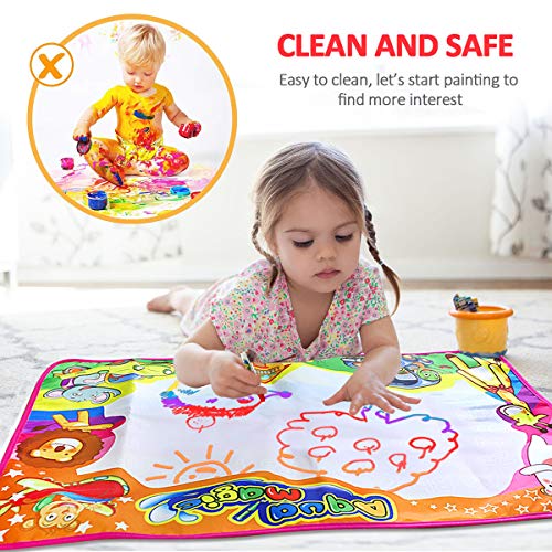 PHYLES Water Drawing Mat, Super Rainbow Deluxe Water Magic Mat, No Mess Colouring & Drawing Game, Birthday Gifts & Educational Toys For 3 4 5 6 Year Old Boys Girls Toddlers, 87X57cm Saving Space
