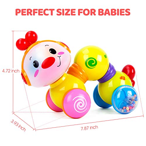 CubicFun Baby Toys 6 Months Plus Musical Press and Go Inchworm Toy with Light up Face Caterpillar Crawling Newborn Toys for 6 8 9 10 12 Month Babies Toys for 1 2 Year Old Girls Boys