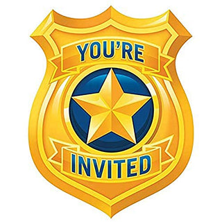Creative Party PC329395 PSCD Police Badge Shape Invitations-8 Pcs, Paper, Multicolor
