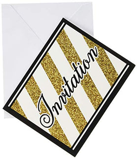 Creative Party PC318097 Black and Gold Foldable Invitations with Envelope-8 Pcs