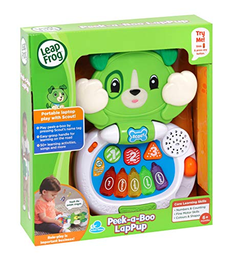 LeapFrog Peek-a-Boo LapPup Baby Toy, Interactive Musical Baby Toy with Sounds, Numbers, Shapes & Colours, Educational Toy for Babies & Toddlers from 6 Months+, 2, 3, 4 Year Olds, Boys & Girls, Green