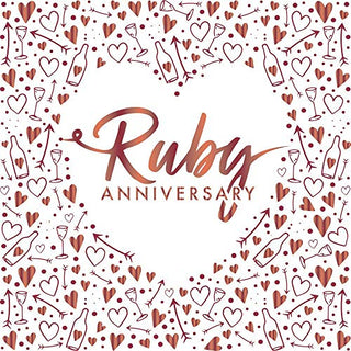Creative Party J043 Ruby Anniversary 3-Ply Foil Stamped Paper Luncheon Napkins, 13"-16 Pcs