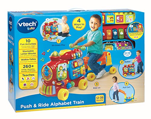 VTech Baby Push and Ride Alphabet Train Push Along Toy | Musical Baby Toy with Colours, Animals, Letters, Sounds & More | Learn to Walk Baby Toy Suitable From 1, 2+ Year Olds Boys & Girls