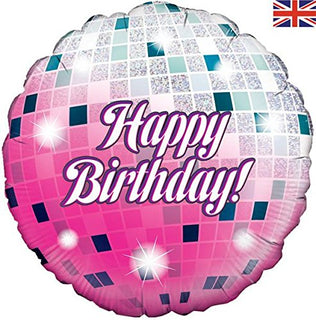 Happy Birthday Glitterball Holographic Foil Balloon 18"
