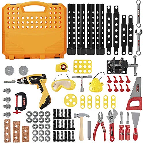 Toy Choi's 83 Pieces Kids Construction Toy Workbench for Toddlers, Kids Tool Bench Construction Set with Tools and Drill, Children Toy Shop Tools for Boys and Girls